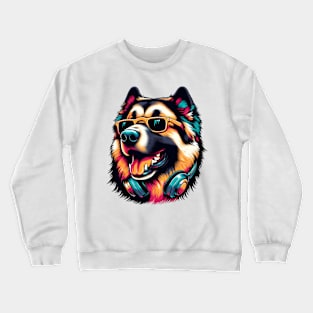 Anatolian Shepherd Smiling DJ in Japanese Art Crewneck Sweatshirt